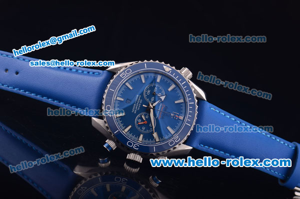 Omega Seamaster Planet Ocean Quartz Steel Case with Blue Bezel and Blue Dial-7750 Coating - Click Image to Close