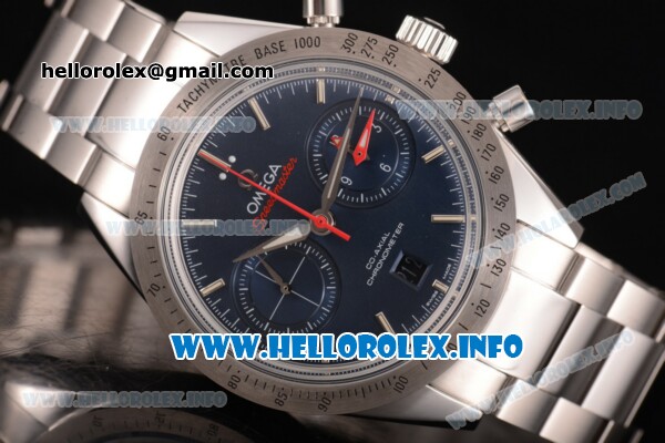Omega Speedmaster'57 Chronograph Clone Omega 9300 Automatic Steel Case/Bracelet with Blue Dial and Stick Markers (EF) - Click Image to Close