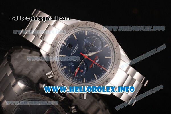 Omega Speedmaster'57 Chronograph Clone Omega 9300 Automatic Steel Case/Bracelet with Blue Dial and Stick Markers (EF) - Click Image to Close