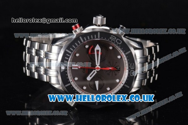 Omega Seamaster Diver 300M ETNZ Chronograph Swiss Valjoux 7750 Automatic Stainless Steel Case/Bracelet with Grey Dial Dot Markers (EF) - Click Image to Close