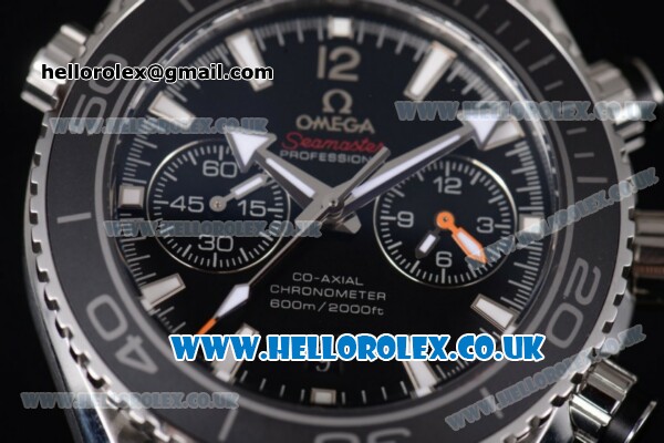 Omega Seamaster Planet Ocean 600M Co-Axial Chronograph Clone Omega 9300 Automatic Stainless Steel Case/Bracelet with Black Dial (EF) - Click Image to Close