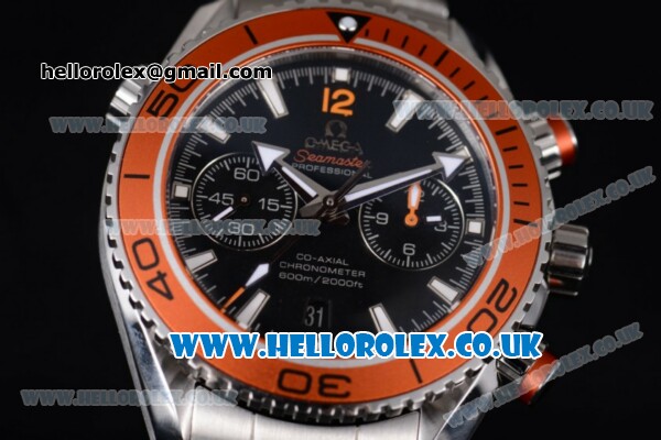 Omega Seamaster Planet Ocean 600M Co-Axial Chrono Clone Omega 9300 Automatic Stainless Steel Case/Bracelet with Black Dial (EF) - Click Image to Close