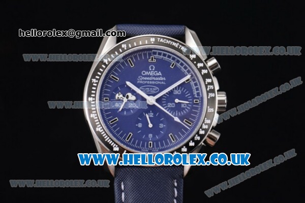 Omega Speedmaster Professional Snoopy Award Limited Edition Chrono Swiss Valjoux 7750 Automatic Steel Case with Blue Dial Blue leather Strap and Stick Markers (YF) - Click Image to Close