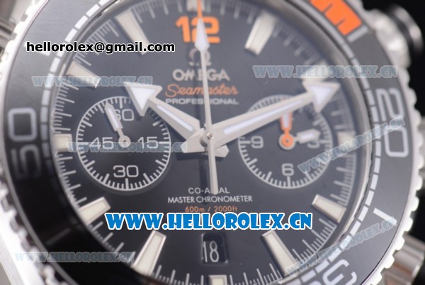 Omega Seamaster Planet Ocean 600M Master Chronometer Chronograph Clone Omega 9300 Automatic Stainless Steel Case/Bracelet with Black Dial (EF) - Click Image to Close