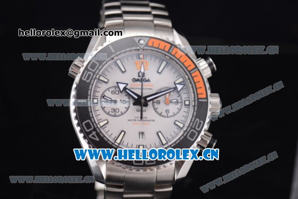 Omega Seamaster Planet Ocean 600M Master Chronometer Chronograph Clone Omega 9300 Automatic Stainless Steel Case/Bracelet with Grey Dial - 1:1 Original (EF) - Click Image to Close