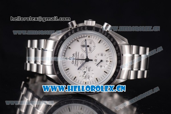 Omega Speedmaster Apollo 13 Silver Snoopy Award Limited Edition Swiss Valjoux 7750 Automatic Stainless Steel/Bracelet White Dial and Stick Markers (EF) - Click Image to Close