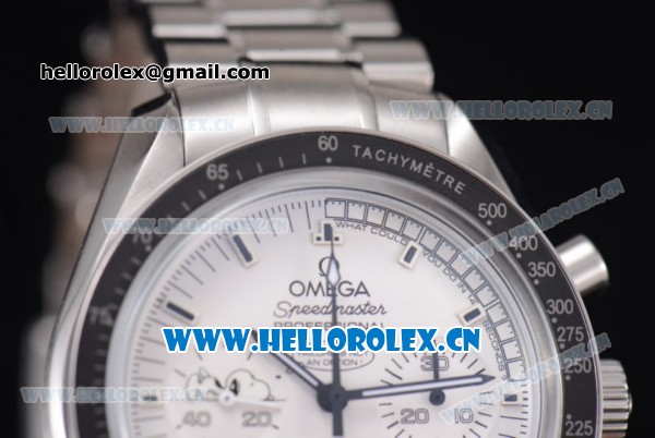 Omega Speedmaster Apollo 13 Silver Snoopy Award Limited Edition Swiss Valjoux 7750 Automatic Stainless Steel/Bracelet White Dial and Stick Markers (EF) - Click Image to Close