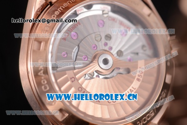 Omega Seamaster Aqua Terra 150 M Co-Axial Clone 8500 Automatic Rose Gold Case with Black Dial Stick Markers and Rose Gold Bracelet (EF) - Click Image to Close