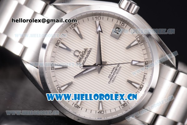 Omega Seamaster Aqua Terra 150 M Co-Axial Clone 8500 Automatic Steel Case/Bracelet with White Dial and Stick Markers (EF) - Click Image to Close