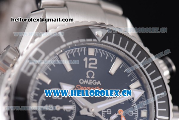 Omega Seamaster Planet Ocean Swiss Valjoux 7750 Automatic Stainless Steel Case /Bracelet with Black Dial and Stick Markers (EF) - Click Image to Close