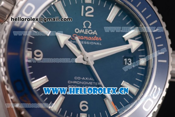 Omega Seamaster Planet Ocean Clone 8500 Automatic Titanium Case/Bracelet with Blue Dial and Stick/Arabic Numeral Markers (BP) - Click Image to Close