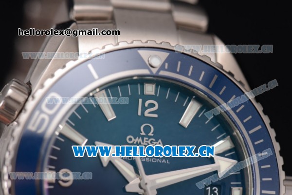 Omega Seamaster Planet Ocean Clone 8500 Automatic Titanium Case/Bracelet with Blue Dial and Stick/Arabic Numeral Markers (BP) - Click Image to Close