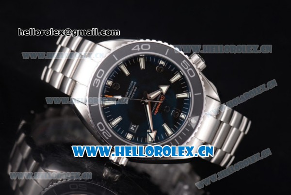 Omega Seamaster Planet Ocean Clone 8500 Automatic Steel Case/Bracelet with Black Dial and Stick/Arabic Numeral Markers (BP) - Click Image to Close