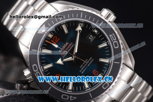 Omega Seamaster Planet Ocean Clone 8500 Automatic Steel Case/Bracelet with Black Dial Grey Bezel and Stick/Arabic Numeral Markers (BP) - Click Image to Close