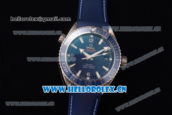 Omega Seamaster Planet Ocean Clone 8500 Automatic Titanium Case with Blue Dial Blue Rubber Strap and Stick/Arabic Numeral Markers (BP) - Click Image to Close