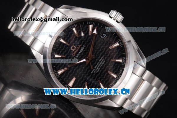 Omega Aqua Terra 150 M Co-Axial Clone 8500 Automatic Stainless Steel Case/Bracelet Black Dial and Stick Markers (EF) - Click Image to Close