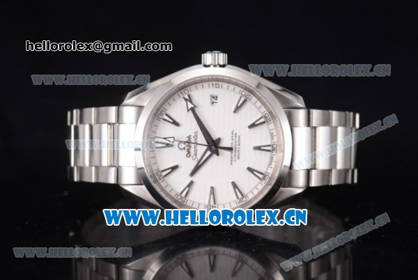 Omega Aqua Terra 150 M Co-Axial Clone 8500 Automatic Stainless Steel Case/Bracelet White Dial and Stick Markers (EF) - Click Image to Close