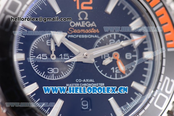 Omega Seamaster Planet Ocean Chronograph Clone Omega 9300 Automatic Steel Case/Bracelet Black Dial and Stick Markers (EF) - Click Image to Close