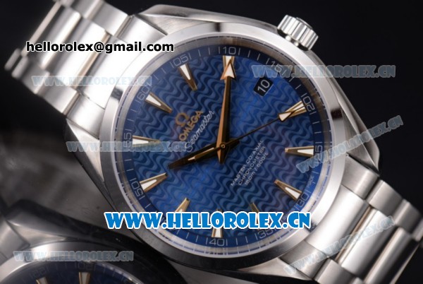Omega Seamaster Aqua Terra 150 M Clone 8500 Automatic Steel Case/Bracelet Blue Dial and Stick Markers (EF) - Click Image to Close