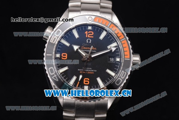 Omega Seamaster Planet Ocean 600M Co-Axial Master Chronometer Clone Omega 8900 Automatic Stainless Steel Case/Bracelet with Black Dial - 1:1 Original (KW) - Click Image to Close