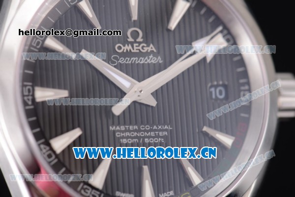 Omega Seamaster Aqua Terra 150 M Clone 8500 Automatic Steel Case with Black Dial Stick Markers and Black Leather Strap (EF) - Click Image to Close