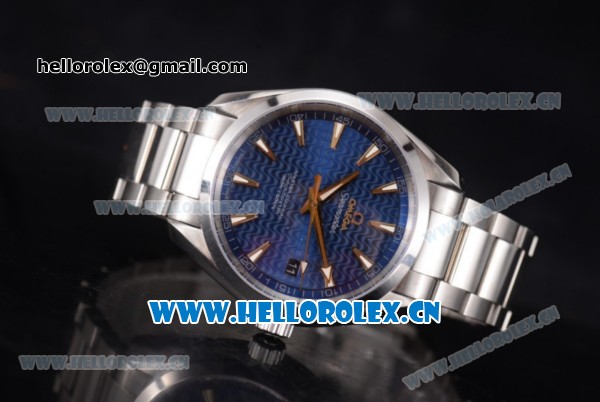 Omega Seamaster Aqua Terra 150 M Clone 8500 Automatic Stainless Steel Case/Bracelet with Stick Markers and Blue Dial (EF) - Click Image to Close