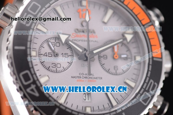 Omega Seamaster Planet Ocean 600 m Omega Co-axial Master Chronometer Swiss Valjoux 7750 Automatic Steel Case with Grey Dial White Leather Strap and Stick Markers (EF) - Click Image to Close