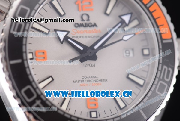 Omega Seamaster Planet Ocean 600 m Omega Co-axial Master Chronometer Clone Omega 8900 Automatic Steel Case with Grey Dial White Leather Strap and Stick Markers (EF) - Click Image to Close