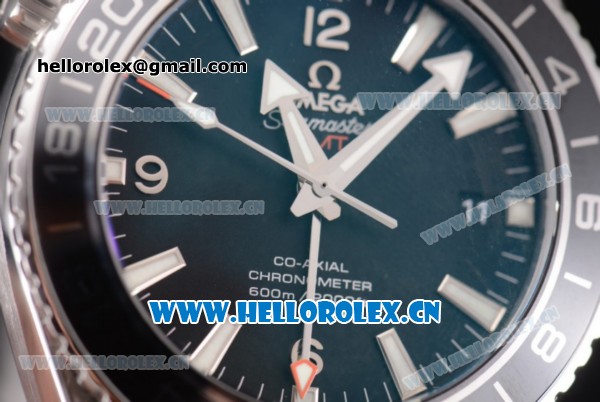 Omega Seamaster Planet Ocean GMT Clone Omega 8605 Automatic Stainless Steel Case/Bracelet with Stick/Arabic Numeral Markers and Black Dial (BP) - Click Image to Close