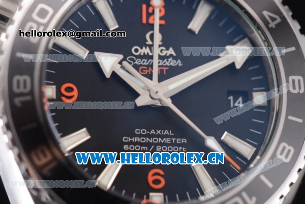 Omega Planet Ocean GMT 600m Clone Omega 8605 Automatic Steel Case with Black Dial Black Rubber Strap and Stick/Arabic Numeral Markers (BP) - Click Image to Close