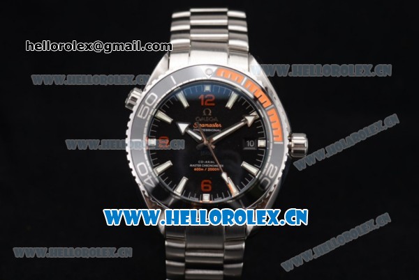 Omega Seamaster Planet Ocean 600M Co-Axial Master Chronometer Clone Omega 8900 Automatic Stainless Steel Case/Bracelet with Black Dial and Stick Markers (EF) - Click Image to Close