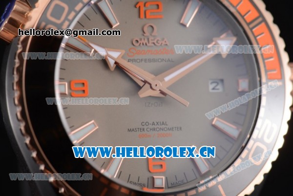 Omega Seamaster Planet Ocean 600M Clone Omega 8900 Automatic PVD Case with Grey Dial and Stick/Arabic Numeral Markers Black Rubber Strap (EF) - Click Image to Close