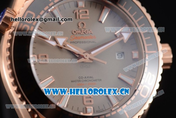 Omega Seamaster Planet Ocean 600M Clone Omega 8900 Automatic Rose Gold Case with Grey Dial and Black Rubber Strap (EF) - Click Image to Close