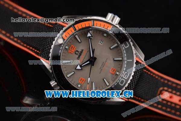 Omega Seamaster Planet Ocean 600M Clone Omega 8900 Automatic Steel Case with Grey Dial and Black/Orange Rubber Strap White Arabic Numeral Markers (EF) - Click Image to Close