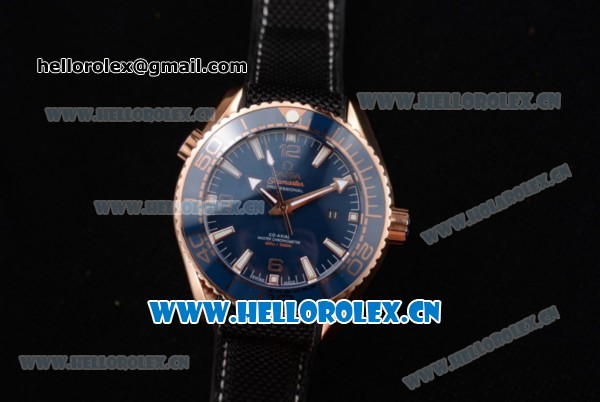 Omega Seamaster Planet Ocean 600M Clone Omega 8900 Automatic Rose Gold Case with Blue Dial and Stick/Arabic Numeral Markers (EF) - Click Image to Close