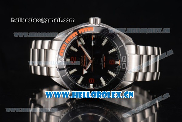 Omega Seamaster Planet Ocean 600M Clone Omega 8900 Automatic Stainless Steel Case/Bracelet with Black Dial and PVD Bezel (EF) - Click Image to Close