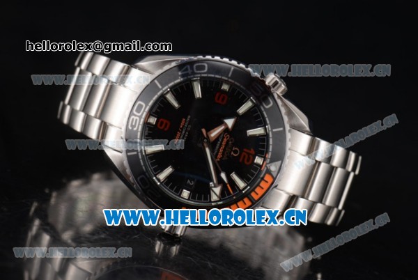 Omega Seamaster Planet Ocean 600M Clone Omega 8900 Automatic Stainless Steel Case/Bracelet with Black Dial and PVD Bezel (EF) - Click Image to Close