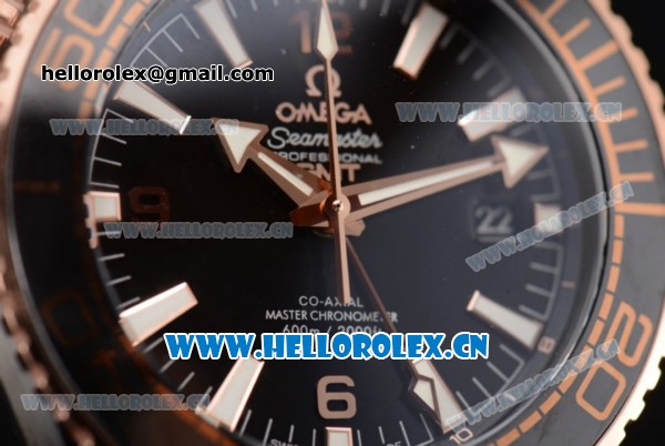 Omega Seamaster Planet Ocean 600M Clone Omega 8900 Automatic PVD Case with Black Dial and PVD Bezel Black Leather Strap (EF) - Click Image to Close