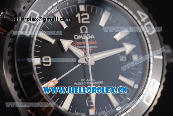 Omega Seamaster Planet Ocean 600M Clone Omega 8900 Automatic PVD Case with Black Dial and PVD Bezel Black Rubber Strap (EF) - Click Image to Close