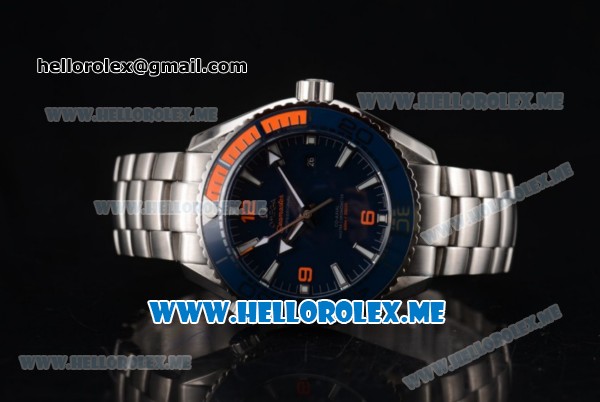 Omega Seamaster Planet Ocean 600M Clone Omega 8900 Automatic Stainless Steel Case/Bracelet with Blue Dial and Arabic Numeral/Stick Markers (BP) - Click Image to Close