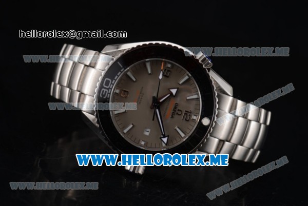 Omega Seamaster Planet Ocean 600M Clone Omega 8900 Automatic Stainless Steel Case/Bracelet with Grey Dial and Black PVD Bezel (BP) - Click Image to Close