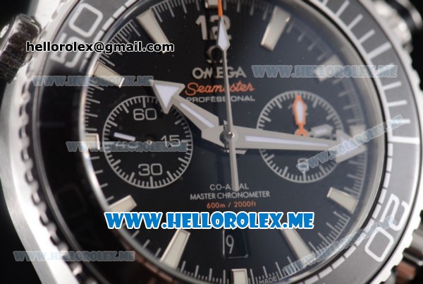 Omega Seamaster Planet Ocean Chronograph Swiss Valjoux 7750 Automatic Steel Case with Black Dial and Stick Markers Grey/Black Nylon Strap (EF) - Click Image to Close