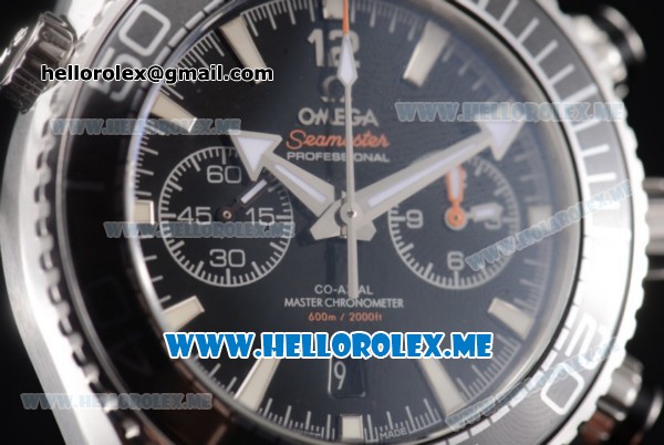 Omega Seamaster Planet Ocean Chronograph Swiss Valjoux 7750 Automatic Steel Case with Black Dial and Stick Markers Black Nylon Strap (EF) - Click Image to Close