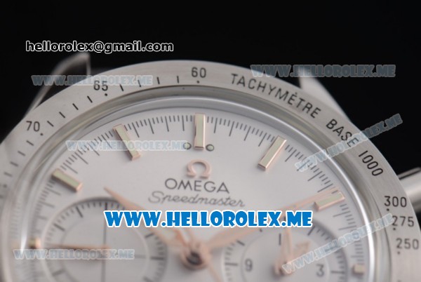 Omega Speedmaster'57 Co-Axial Clone Omega 9300 Automatic Steel Case with White Dial Black Leather Strap and Stick Markers (EF) - Click Image to Close