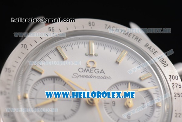 Omega Speedmaster'57 Co-Axial Clone Omega 9300 Automatic Steel Case with White Dial Brown Leather Strap and Yellow Hands (EF) - Click Image to Close