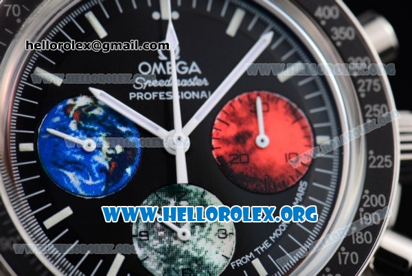 Omega Speedmaster Professional Moon To Mars Copy Venus 75 Manual Winding Stainless Steel Case/Bracelet with Black Dial and Stick Markers (EF) - Click Image to Close