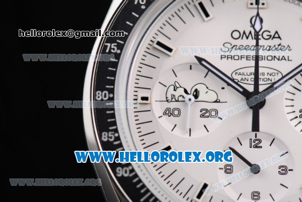 Omega Speedmaster Apollo 13 Silver Snoopy Award Limited Edition Copy Venus 75 Manual Winding Stainless Steel Case/Bracelet with White Dial and Stick Markers (EF) - Click Image to Close