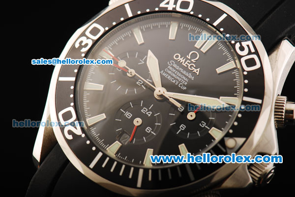 Omega Seamaster Automatic America's Cup with Black Dial and Rubber Strap - Click Image to Close