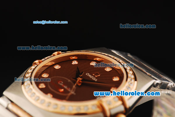 Omega Constellation Automatic Movement Steel Case with Brown Dial and Diamond Markers/Bezel - Click Image to Close