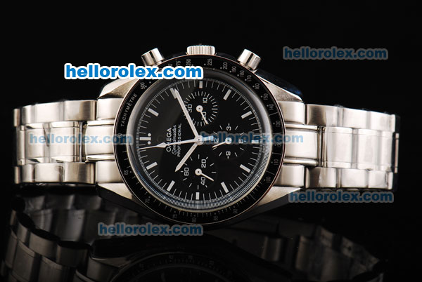 Omega Speedmaster Broad Arrow Swiss Valjoux 7750 Automatic Movement with Black Bezel and Dial - Click Image to Close